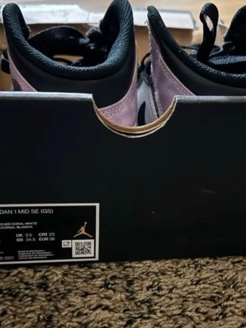 Jordan Mid/High Black White and Light Pink Sneakers